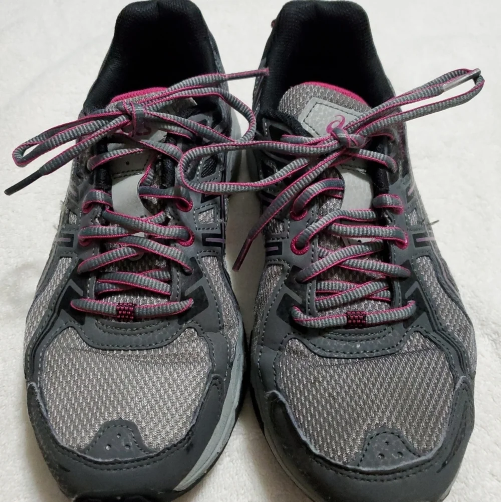 Asics Gel-Venture 6 Womens size 8.5 Trail Running Shoes Grey Pink‎ Sneakers